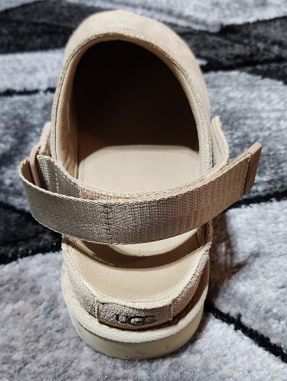 UGG GOLDENSTAR VILLA SUEDE SAND/TAN ADJUSTABLE SWIVEL HEEL STRAP CLOGS SHOES - Picture 12 of 15